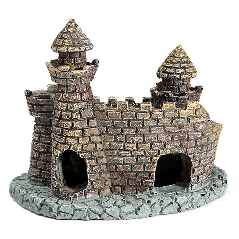 Stone-island Resin Castle Aquarium Ornament