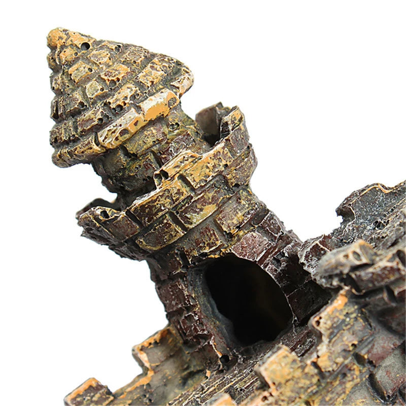 Stone-island Resin Castle Aquarium Ornament
