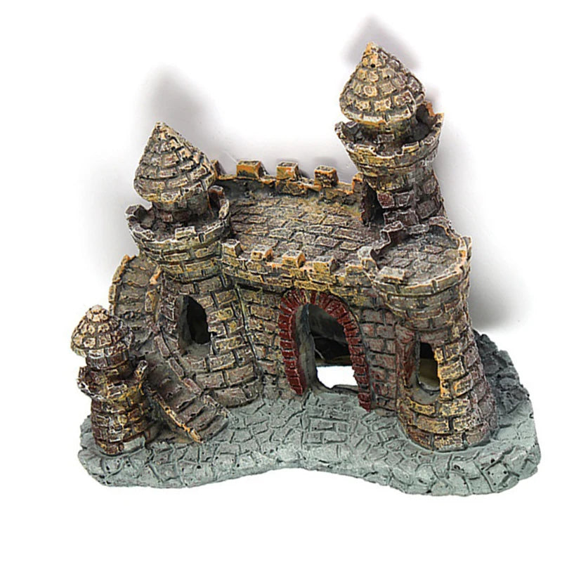 Stone-island Resin Castle Aquarium Ornament