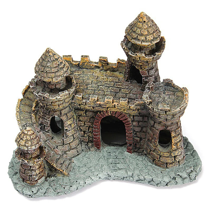 Stone-island Resin Castle Aquarium Ornament