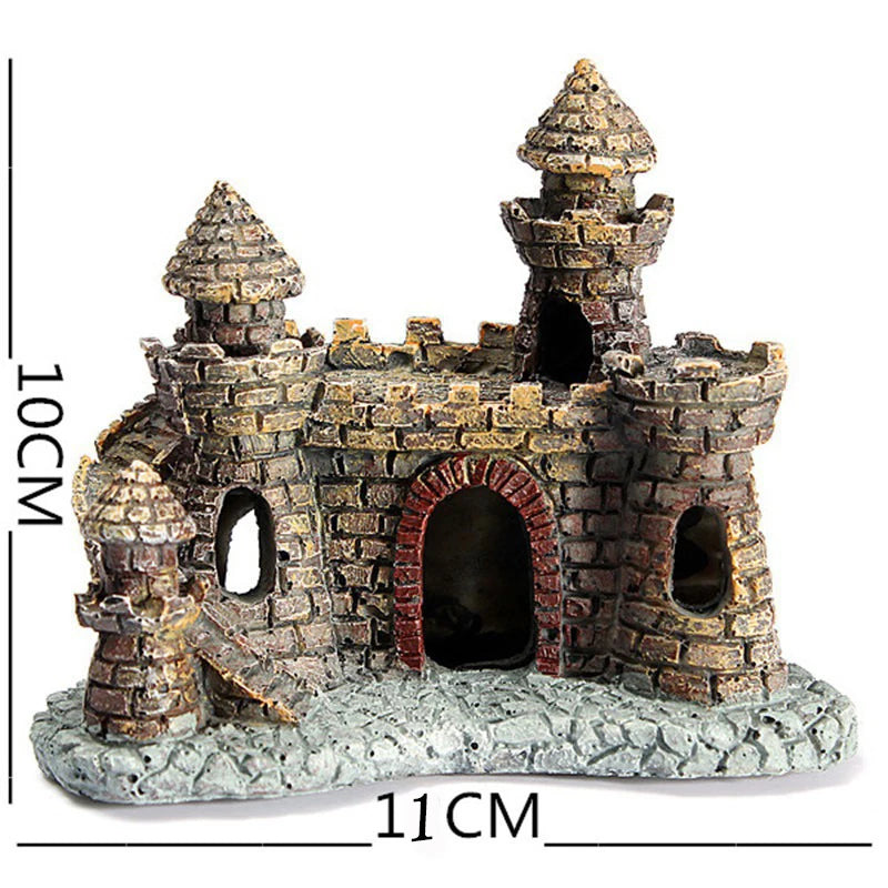 Stone-island Resin Castle Aquarium Ornament