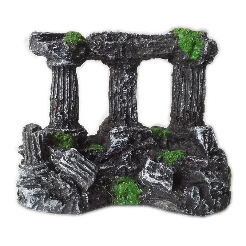 Aquarium Fish Tank Square Rome Stone Pillars Decoration