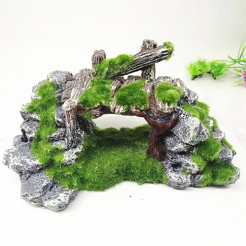 Creative Moss Rockery Fish Tank Ornament