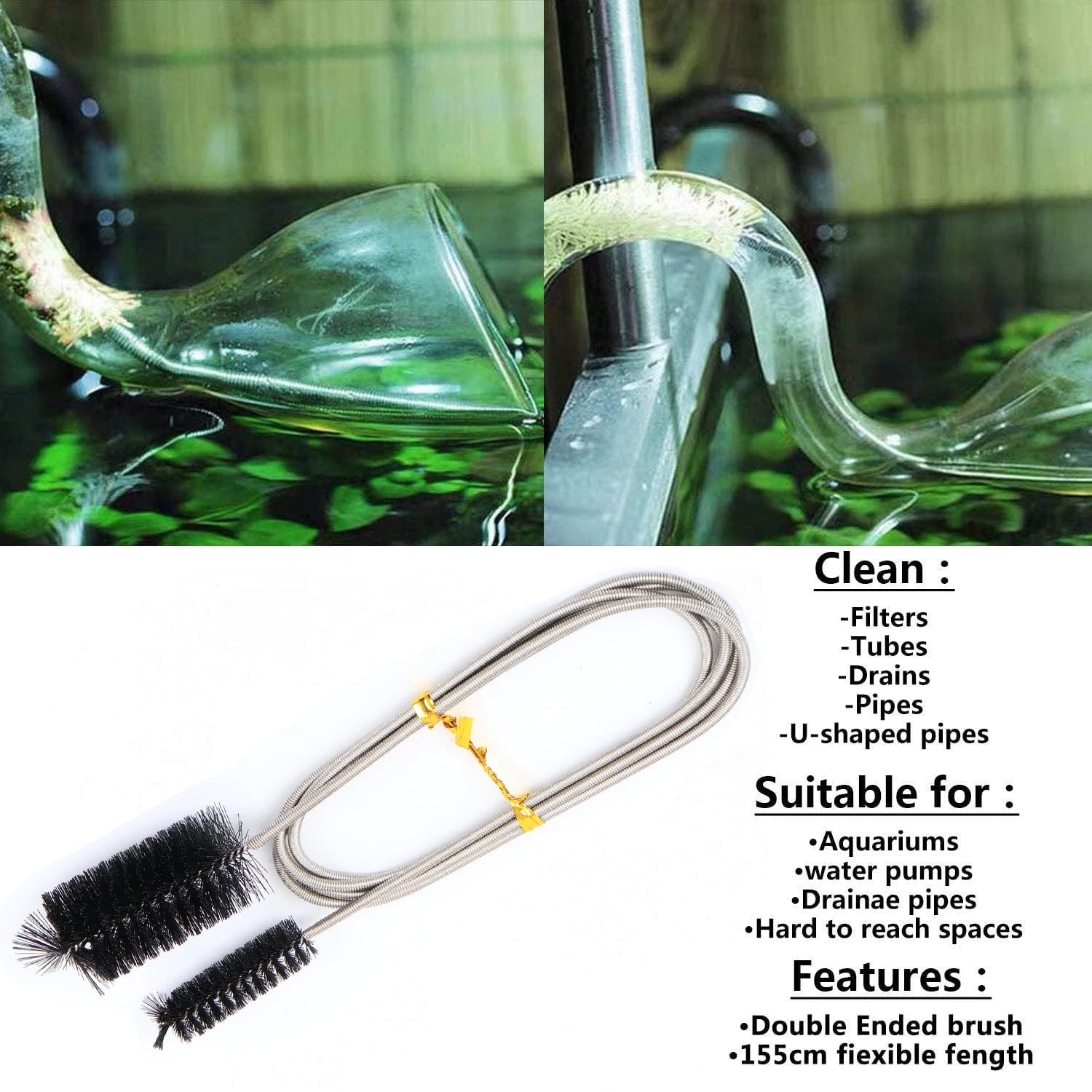 90/155/200cm Pipe Cleaning Brush Black