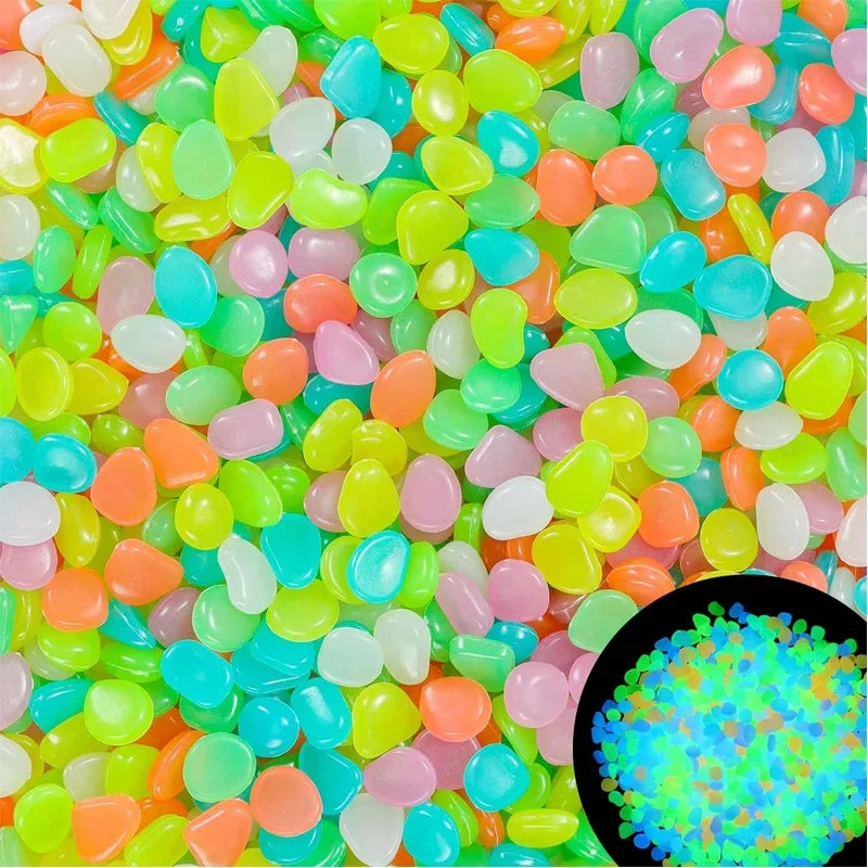 100pcs Colorful Glowing pebbles for Aquarium Decoration