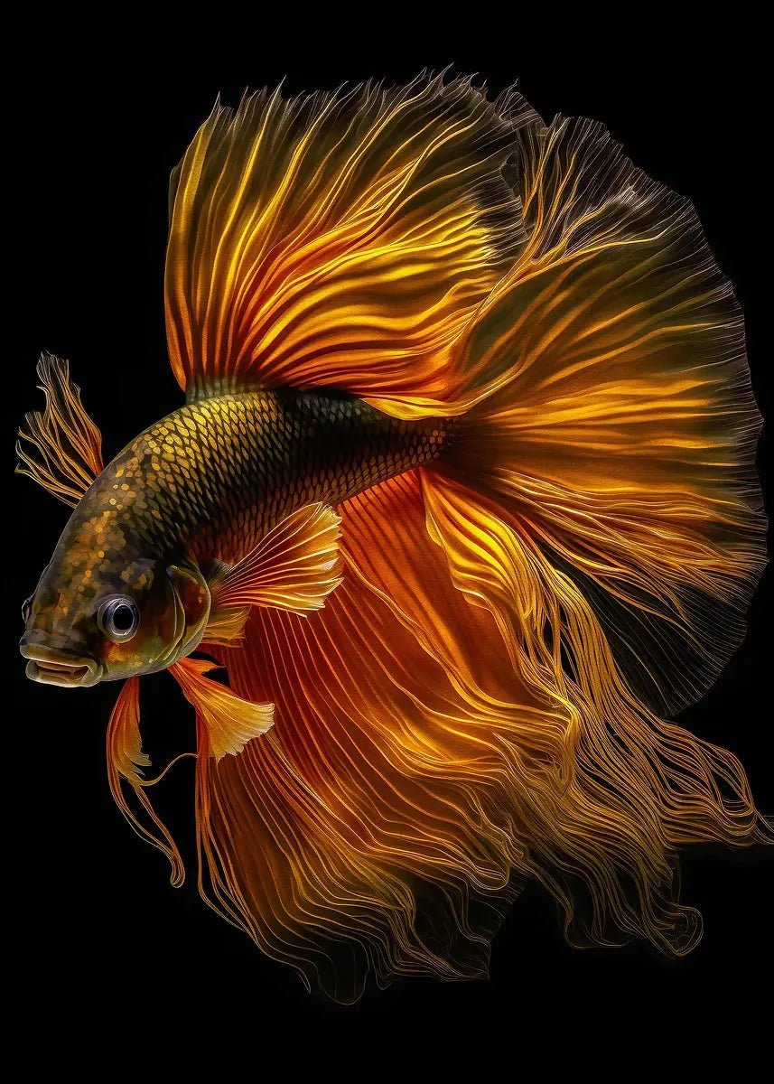Vibrant Bettas Gold Fish Posters Aquarium Colorful Modern Aquascape Prints Canvas Wall Art Pictures Home Living Room Decor