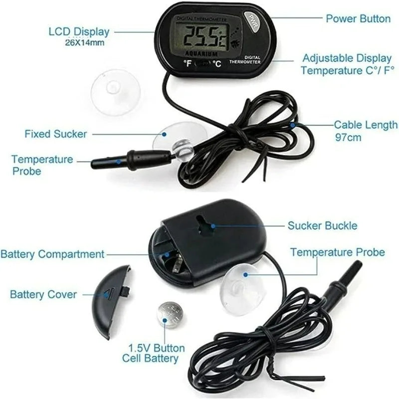 Digital Aquarium Thermometer with Probe Suction Cup