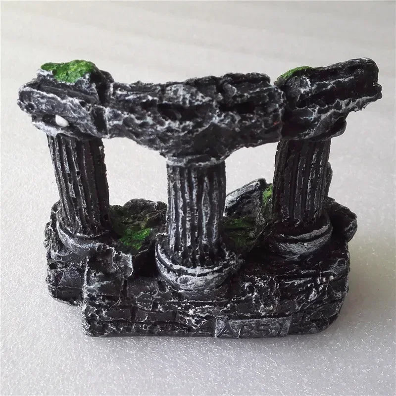Aquarium Fish Tank Square Rome Stone Pillars Decoration