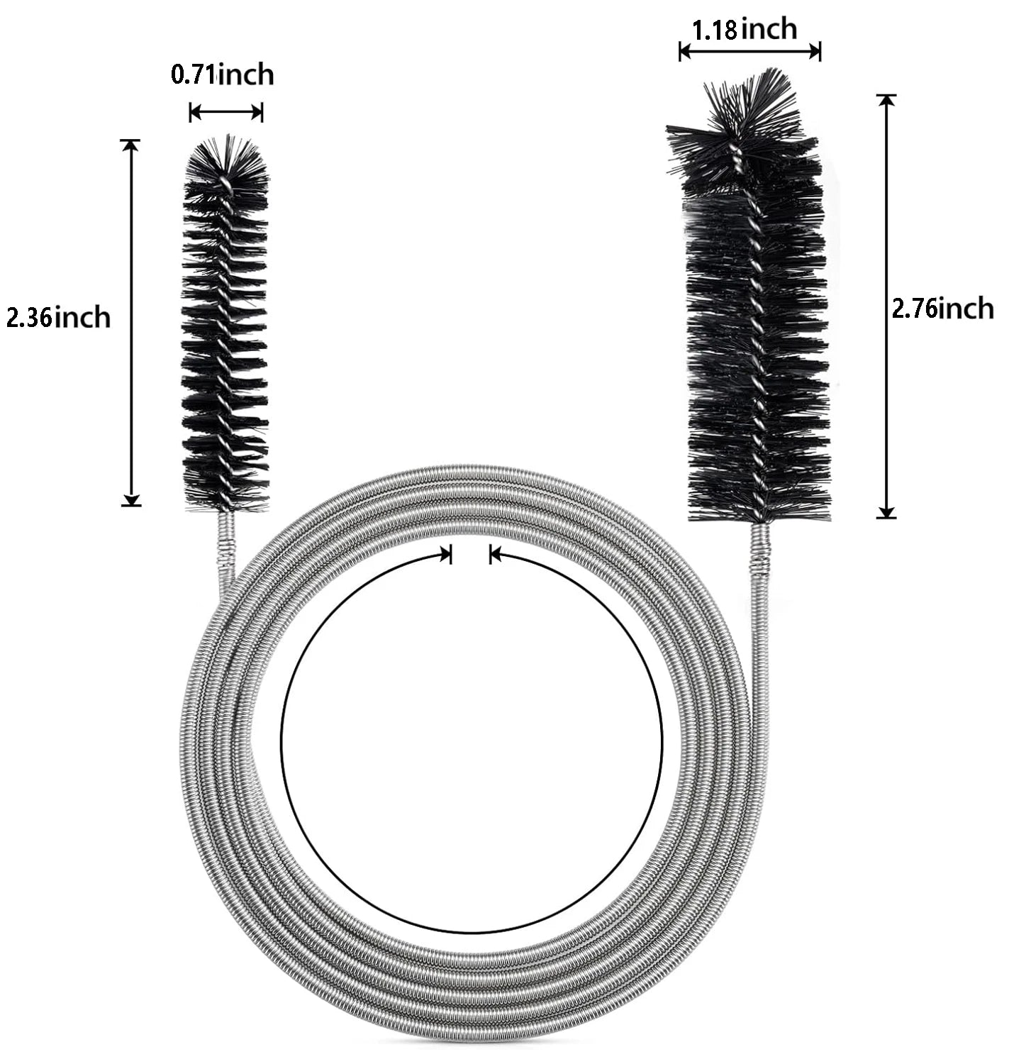 90/155/200cm Pipe Cleaning Brush Black