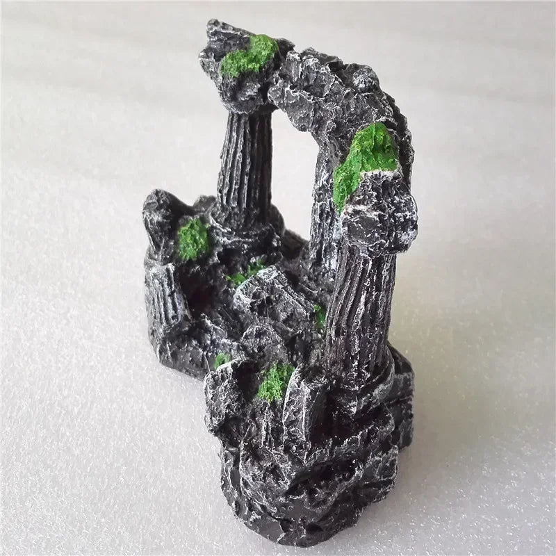 Aquarium Fish Tank Square Rome Stone Pillars Decoration