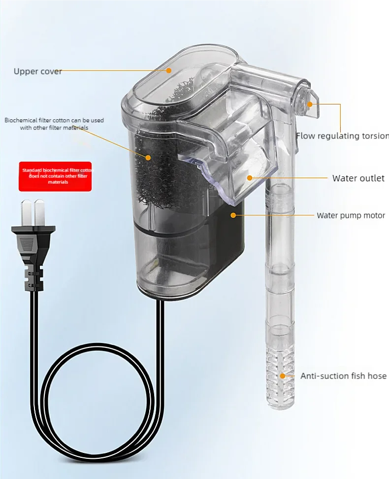 Mini Hang on back Aquarium Filter for Small Fish Tank with Filter Media and pump