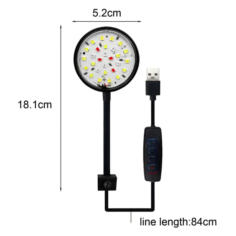 5W/7W Fish Tank Lamp ,USB Powered LED Full Spectrum Lighting 360-degree Tank Light