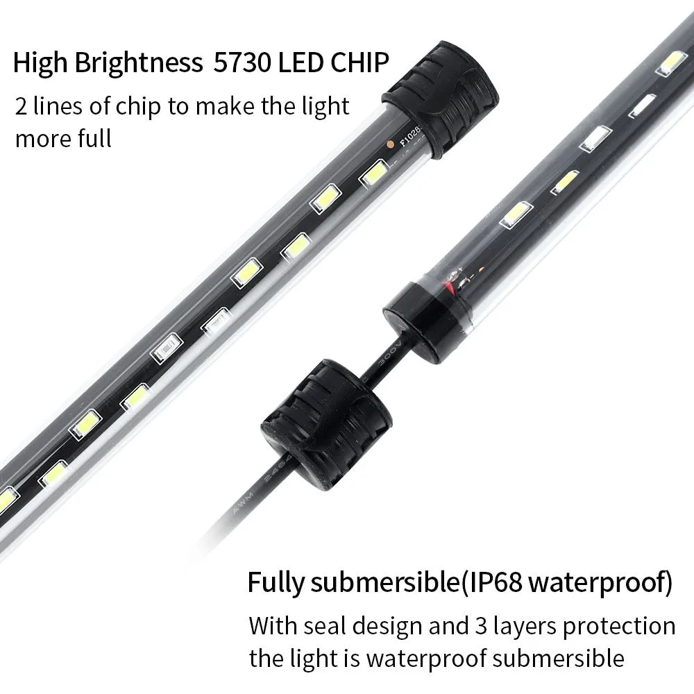 90-260V Aquarium Light LED Lighting Submersible Plant Growth Lamp 18-58 CM vast plug selection