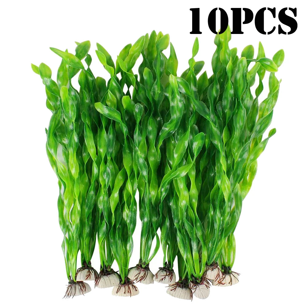 5/10pcs Plastic Artificial Seaweed For Aquarium 3 varieties
