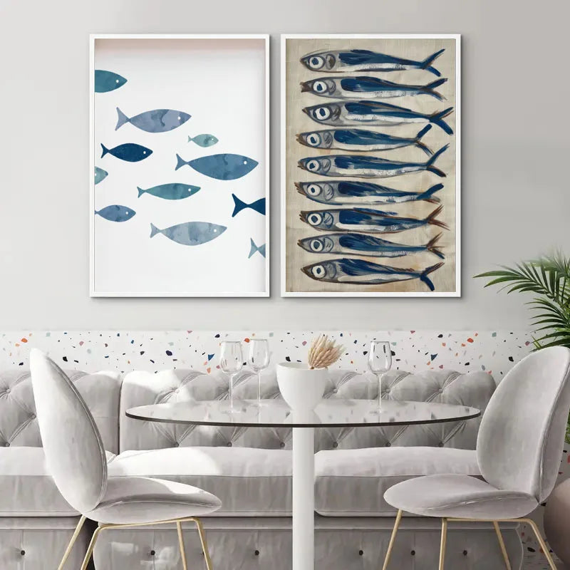 1pc Coastal Canvas Wall Art Seaside Beach Birds Fish House.