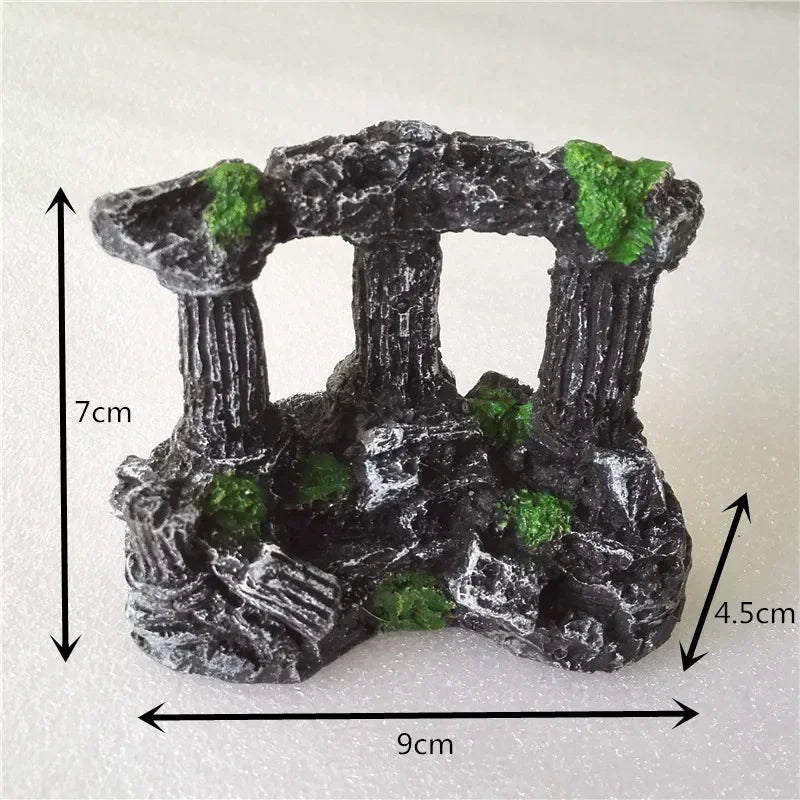 Aquarium Fish Tank Square Rome Stone Pillars Decoration