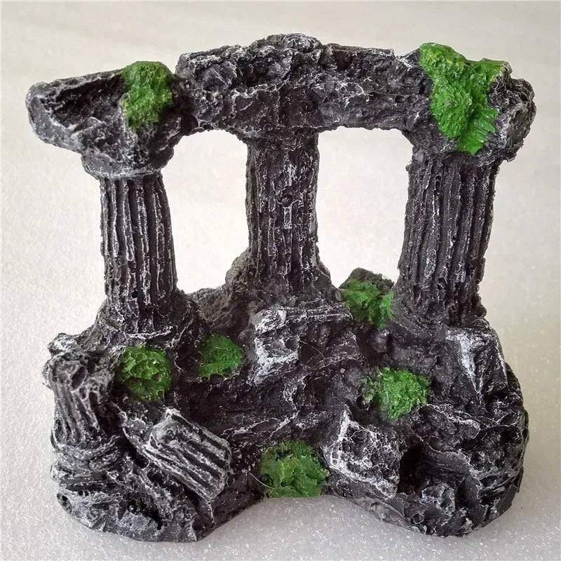 Aquarium Fish Tank Square Rome Stone Pillars Decoration