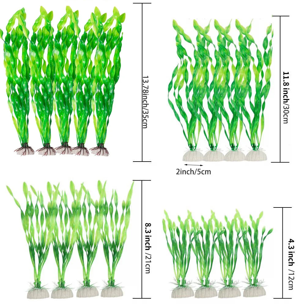 5/10pcs Plastic Artificial Seaweed For Aquarium 3 varieties