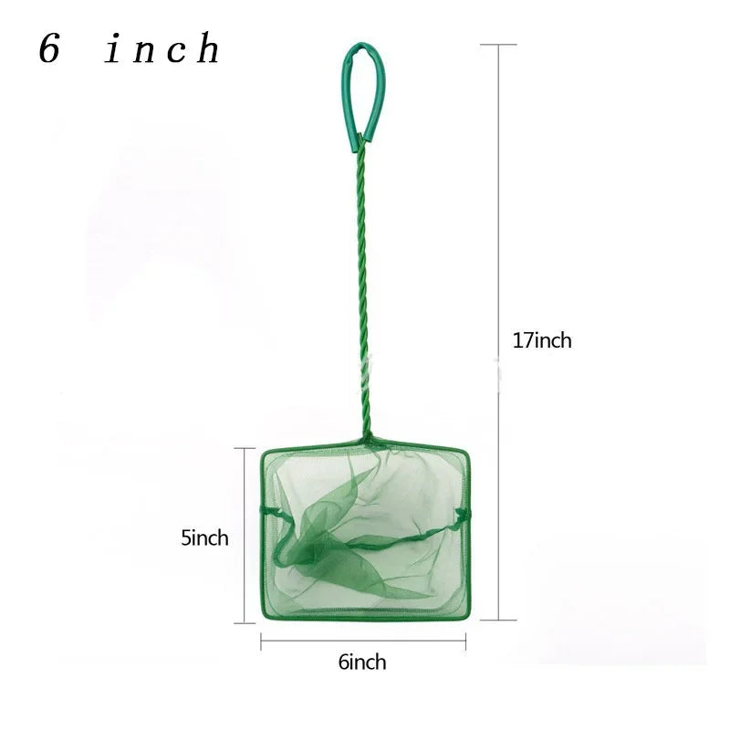 Long Handle green Square Aquarium Fish Net various sizes