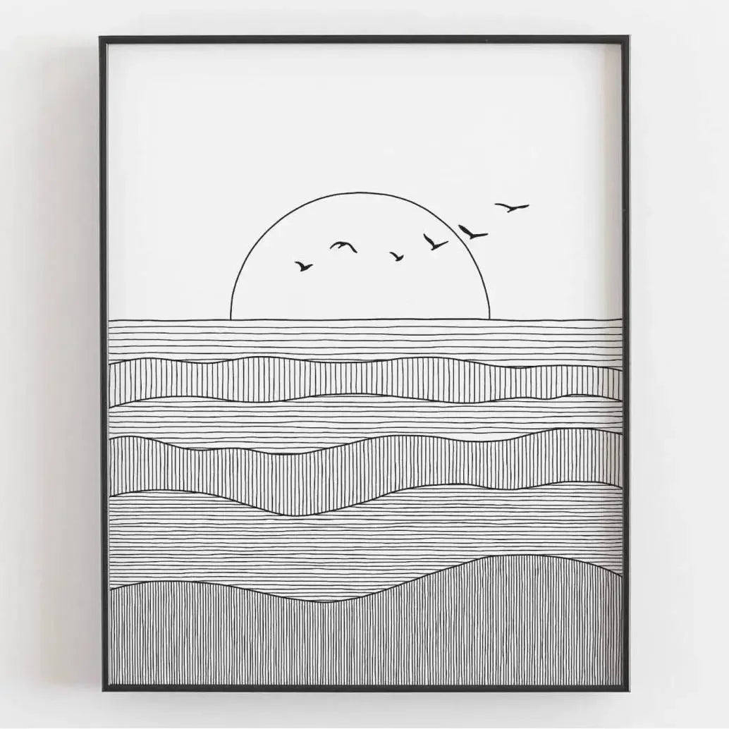 1pc Coastal Canvas Wall Art Seaside Beach Birds Fish House.