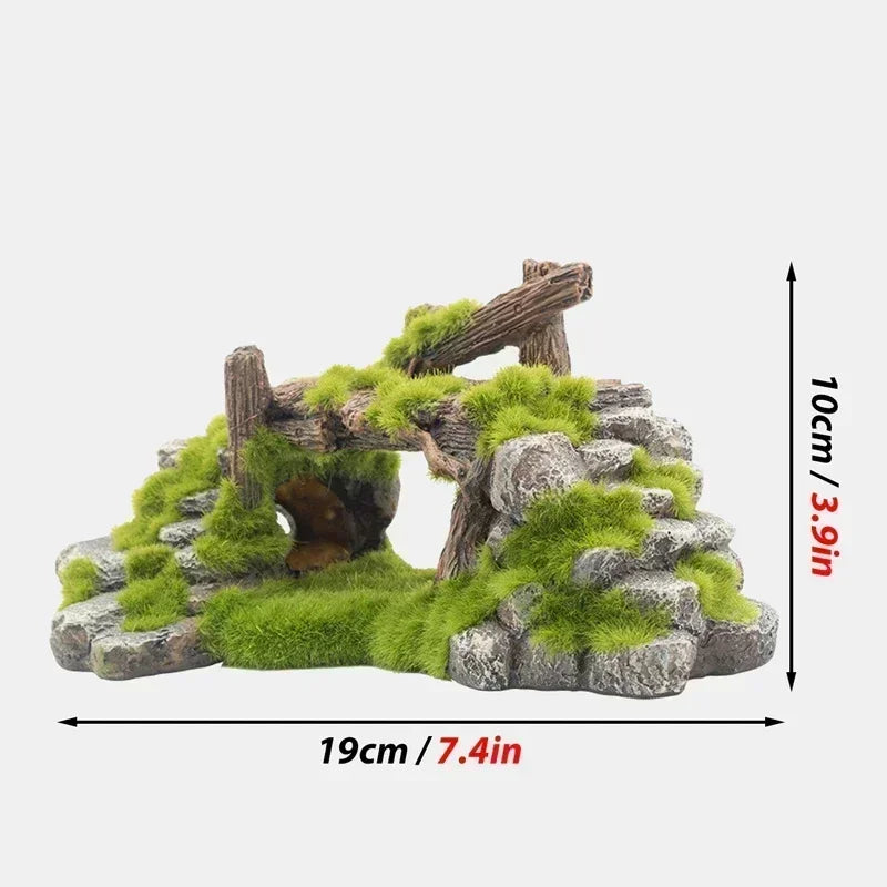 Creative Moss Rockery Fish Tank Ornament