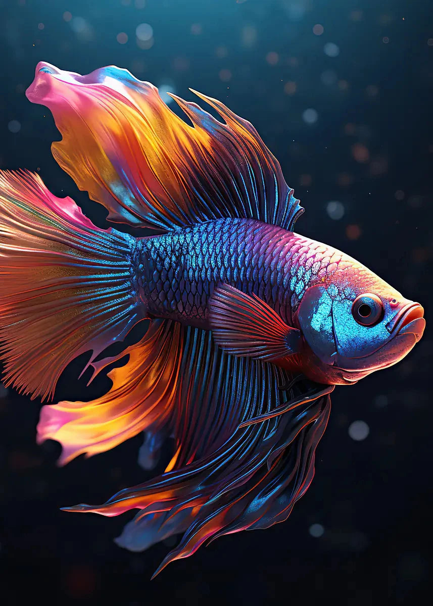 Vibrant Bettas Gold Fish Posters Aquarium Colorful Modern Aquascape Prints Canvas Wall Art Pictures Home Living Room Decor