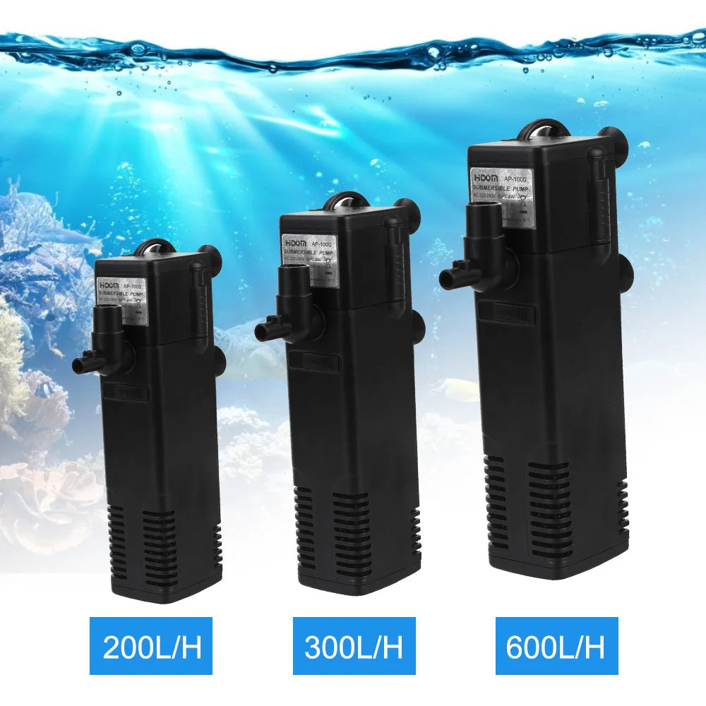 Internal aquarium filter with interchangeable nozzles (EU Plug)