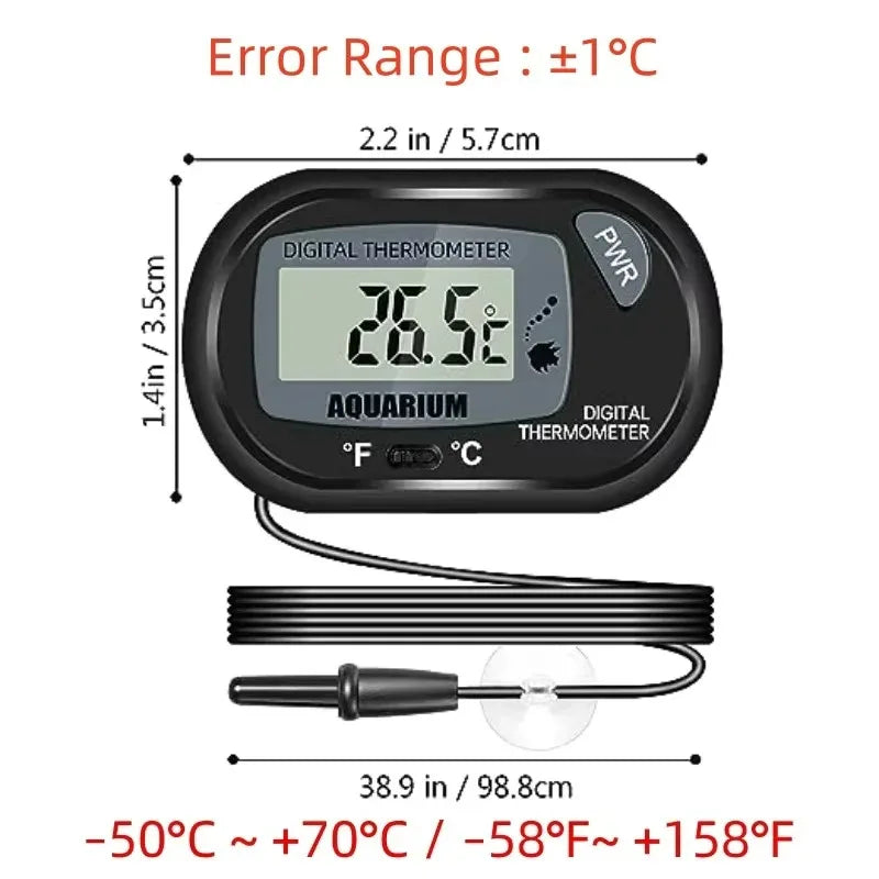 Digital Aquarium Thermometer with Probe Suction Cup