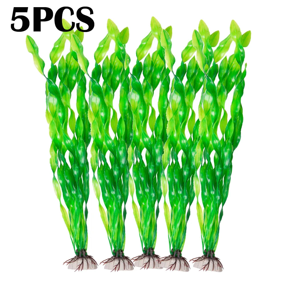 5/10pcs Plastic Artificial Seaweed For Aquarium 3 varieties