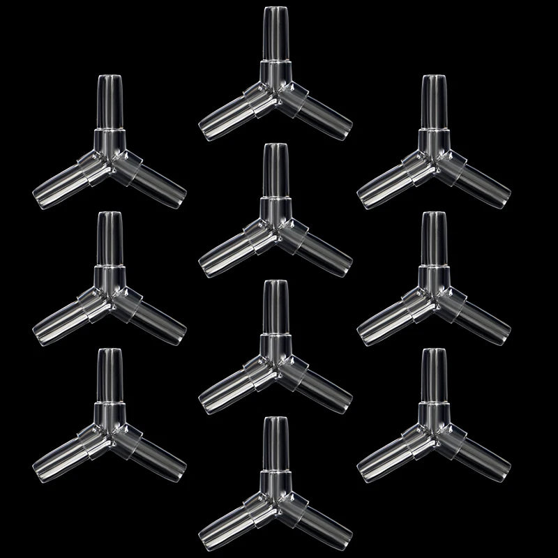 10Pcs Aquarium Airline Tubing Connectors Transparent Adapters for 4mm Inner Diameter Airline