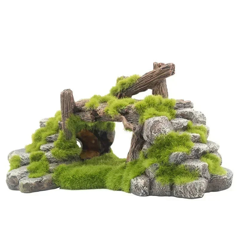 Creative Moss Rockery Fish Tank Ornament