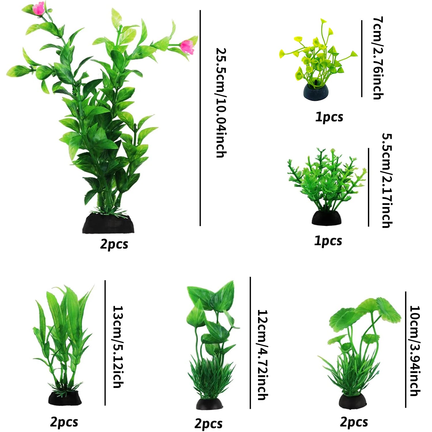 Fish Tank plastic Green Plants 10pcs