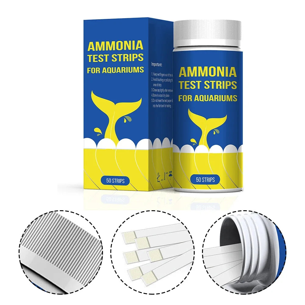 50Pc Ammonia Quick Water Quality Test Strips For Freshwater and Saltwater Aquarium
