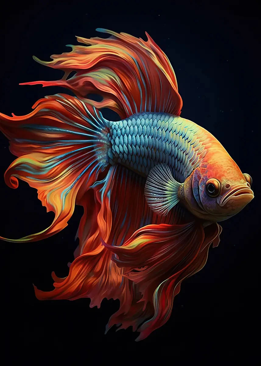 Vibrant Bettas Gold Fish Posters Aquarium Colorful Modern Aquascape Prints Canvas Wall Art Pictures Home Living Room Decor