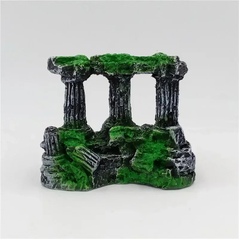 Aquarium Fish Tank Square Rome Stone Pillars Decoration